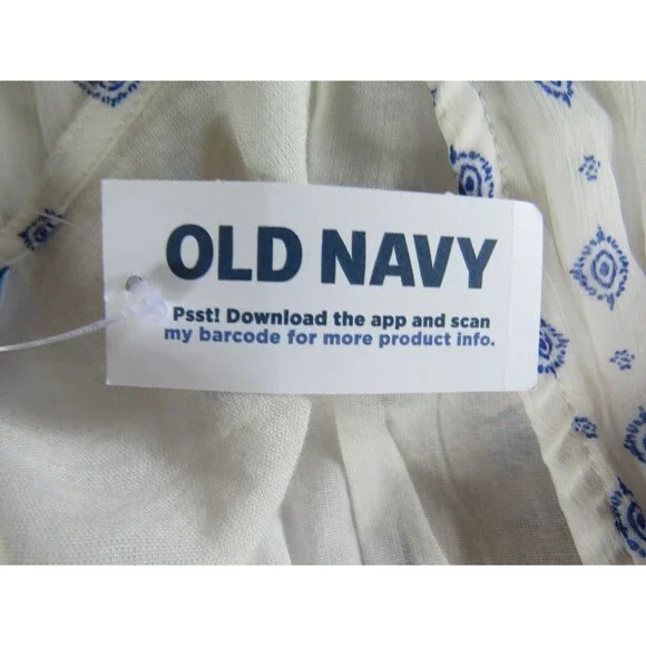 Old Navy Waist-Defined Printed Dolman-Sleeve Top White Geo Women's S - Picture 10 of 16
